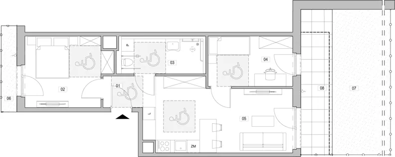 3 pokoje, mieszkanie 56,17 m², parter, oferta nr A.0.1, ATAL Unii Lubelskiej, Poznań, Rataje, Starołęka, ul. Heleny Tadeuszak