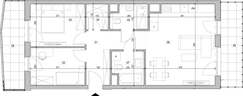 3 pokoje, mieszkanie 67,43 m², piętro 1, oferta nr B.1.13, ATAL Unii Lubelskiej, Poznań, Rataje, Starołęka, ul. Heleny Tadeuszak