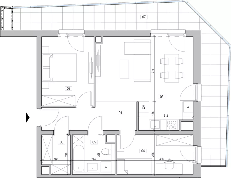 3 pokoje, mieszkanie 62,72 m², piętro 1, oferta nr C.1.64, ATAL Unii Lubelskiej, Poznań, Rataje, Starołęka, ul. Heleny Tadeuszak