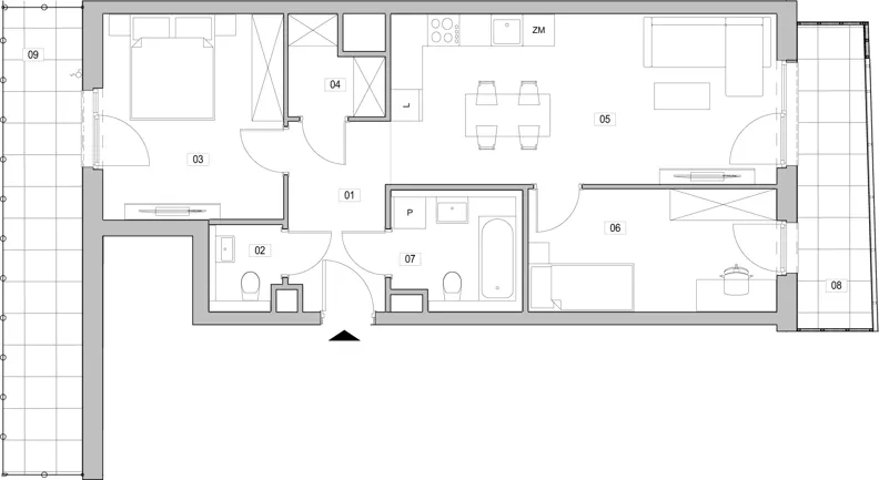 3 pokoje, mieszkanie 64,44 m², piętro 1, oferta nr F.1.272, ATAL Unii Lubelskiej, Poznań, Rataje, Starołęka, ul. Heleny Tadeuszak