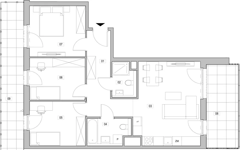 3 pokoje, mieszkanie 74,90 m², piętro 1, oferta nr F.1.275, ATAL Unii Lubelskiej, Poznań, Rataje, Starołęka, ul. Heleny Tadeuszak