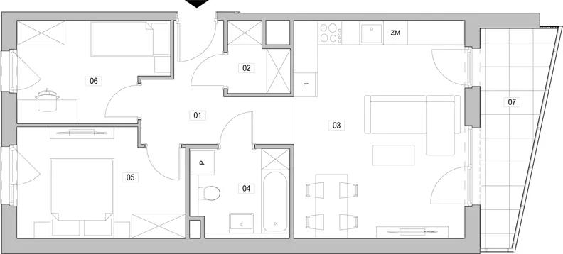 3 pokoje, mieszkanie 58,65 m², piętro 1, oferta nr G.1.311, ATAL Unii Lubelskiej, Poznań, Rataje, Starołęka, ul. Heleny Tadeuszak
