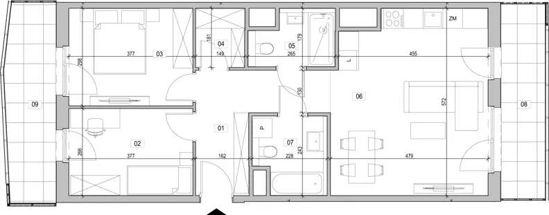 3 pokoje, mieszkanie 67,81 m², piętro 12, oferta nr B.12.46, ATAL Unii Lubelskiej, Poznań, Rataje, Starołęka, ul. Heleny Tadeuszak