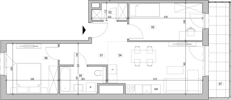 3 pokoje, mieszkanie 57,44 m², piętro 12, oferta nr B.12.48, ATAL Unii Lubelskiej, Poznań, Rataje, Starołęka, ul. Heleny Tadeuszak