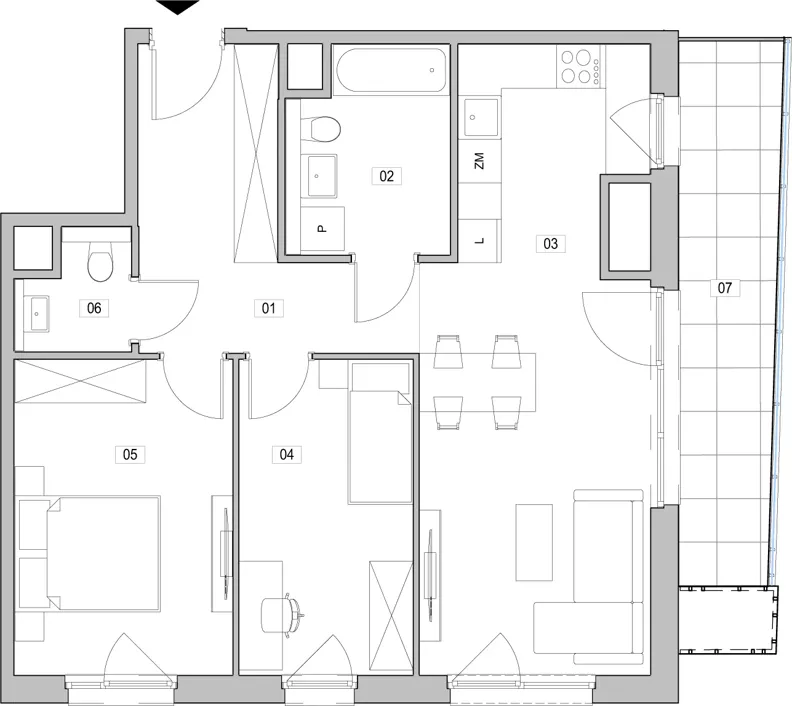 3 pokoje, mieszkanie 67,08 m², piętro 12, oferta nr C.12.106, ATAL Unii Lubelskiej, Poznań, Rataje, Starołęka, ul. Heleny Tadeuszak
