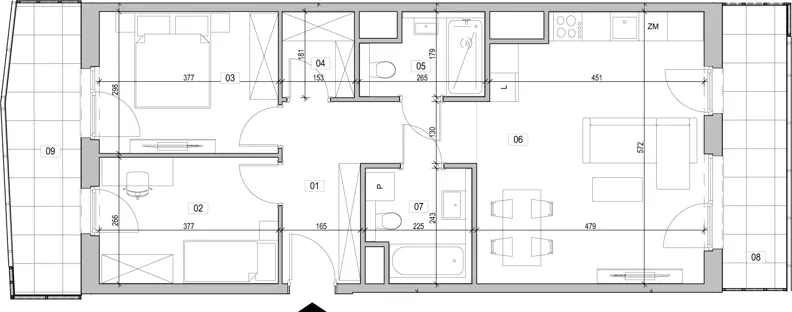 3 pokoje, mieszkanie 68,03 m², piętro 13, oferta nr B.13.49, ATAL Unii Lubelskiej, Poznań, Rataje, Starołęka, ul. Heleny Tadeuszak