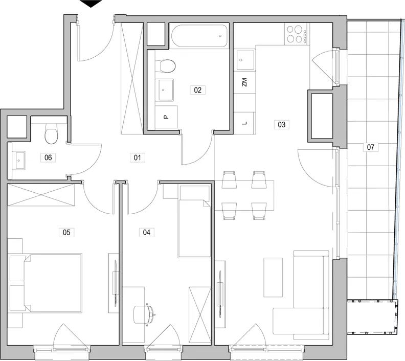 3 pokoje, mieszkanie 67,27 m², piętro 13, oferta nr C.13.110, ATAL Unii Lubelskiej, Poznań, Rataje, Starołęka, ul. Heleny Tadeuszak