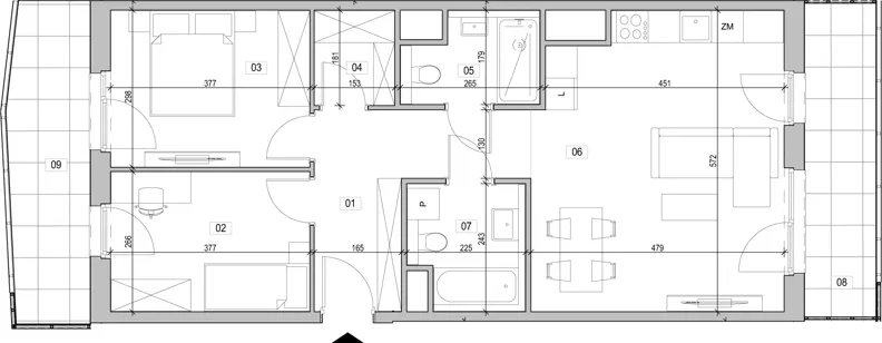 3 pokoje, mieszkanie 68,03 m², piętro 15, oferta nr B.15.55, ATAL Unii Lubelskiej, Poznań, Rataje, Starołęka, ul. Heleny Tadeuszak