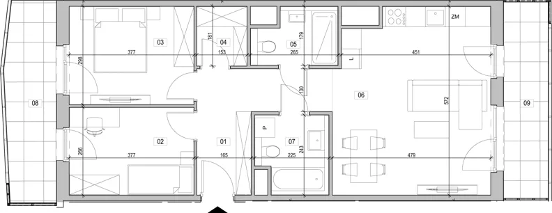 3 pokoje, mieszkanie 68,03 m², piętro 16, oferta nr B.16.58, ATAL Unii Lubelskiej, Poznań, Rataje, Starołęka, ul. Heleny Tadeuszak