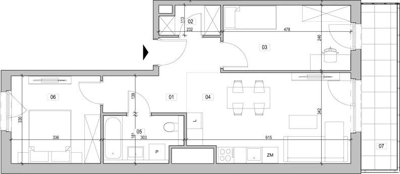3 pokoje, mieszkanie 57,57 m², piętro 16, oferta nr B.16.60, ATAL Unii Lubelskiej, Poznań, Rataje, Starołęka, ul. Heleny Tadeuszak