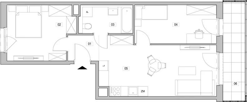 3 pokoje, mieszkanie 56,62 m², piętro 2, oferta nr A.2.7, ATAL Unii Lubelskiej, Poznań, Rataje, Starołęka, ul. Heleny Tadeuszak