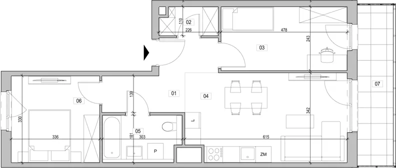 3 pokoje, mieszkanie 57,73 m², piętro 2, oferta nr B.2.18, ATAL Unii Lubelskiej, Poznań, Rataje, Starołęka, ul. Heleny Tadeuszak
