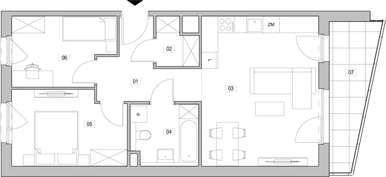 3 pokoje, mieszkanie 58,65 m², piętro 2, oferta nr G.2.315, ATAL Unii Lubelskiej, Poznań, Rataje, Starołęka, ul. Heleny Tadeuszak