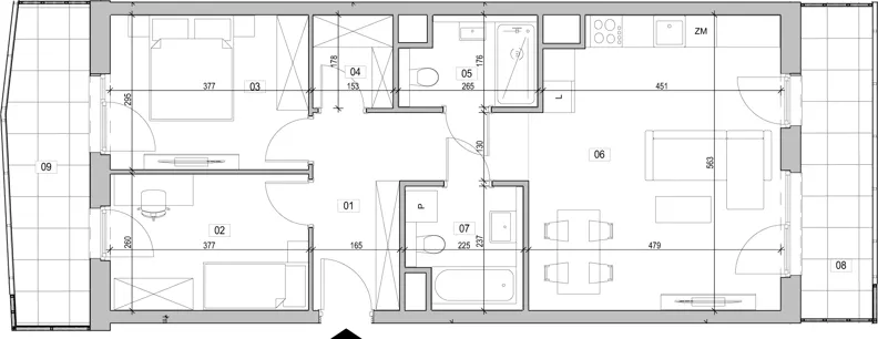 3 pokoje, mieszkanie 67,43 m², piętro 3, oferta nr B.3.19, ATAL Unii Lubelskiej, Poznań, Rataje, Starołęka, ul. Heleny Tadeuszak