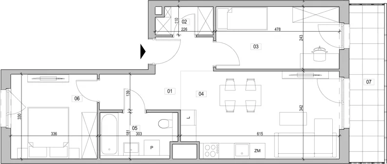 3 pokoje, mieszkanie 57,73 m², piętro 3, oferta nr B.3.21, ATAL Unii Lubelskiej, Poznań, Rataje, Starołęka, ul. Heleny Tadeuszak