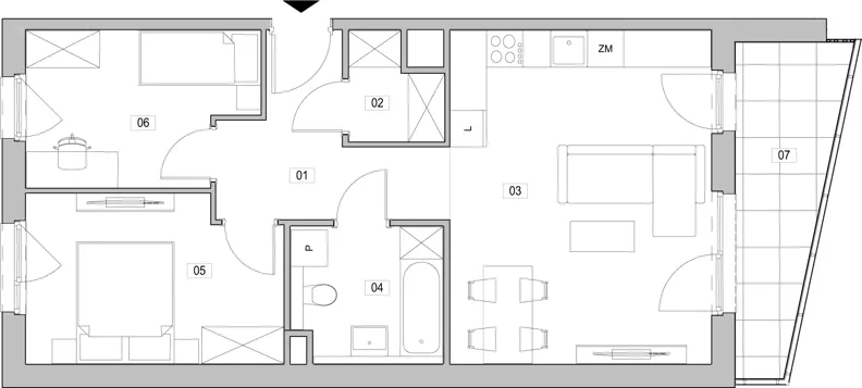 3 pokoje, mieszkanie 58,65 m², piętro 3, oferta nr G.3.319, ATAL Unii Lubelskiej, Poznań, Rataje, Starołęka, ul. Heleny Tadeuszak