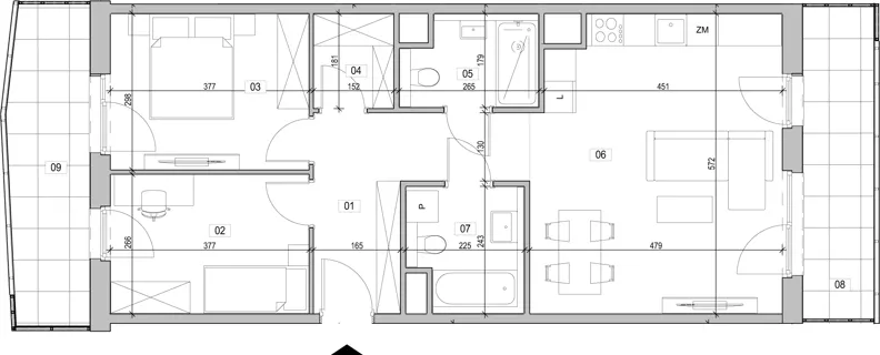 3 pokoje, mieszkanie 68,48 m², piętro 4, oferta nr B.4.22, ATAL Unii Lubelskiej, Poznań, Rataje, Starołęka, ul. Heleny Tadeuszak