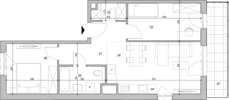 3 pokoje, mieszkanie 58,05 m², piętro 4, oferta nr B.4.24, ATAL Unii Lubelskiej, Poznań, Rataje, Starołęka, ul. Heleny Tadeuszak