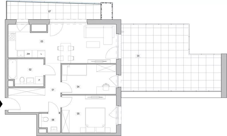 3 pokoje, mieszkanie 66,77 m², piętro 4, oferta nr C.4.74, ATAL Unii Lubelskiej, Poznań, Rataje, Starołęka, ul. Heleny Tadeuszak