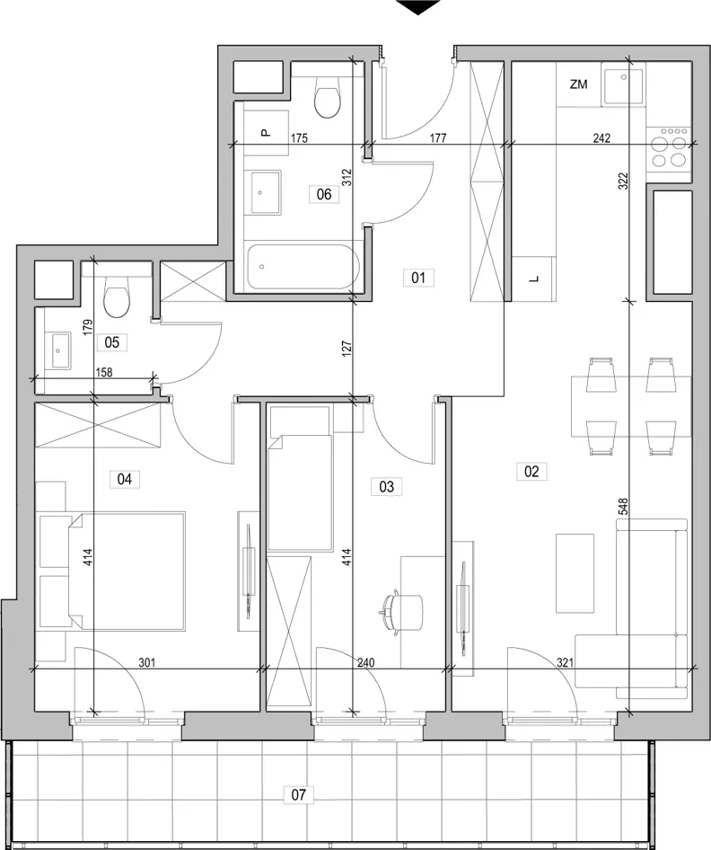 3 pokoje, mieszkanie 64,83 m², piętro 4, oferta nr C.4.75, ATAL Unii Lubelskiej, Poznań, Rataje, Starołęka, ul. Heleny Tadeuszak