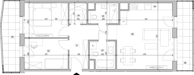 3 pokoje, mieszkanie 68,48 m², piętro 5, oferta nr B.5.25, ATAL Unii Lubelskiej, Poznań, Rataje, Starołęka, ul. Heleny Tadeuszak