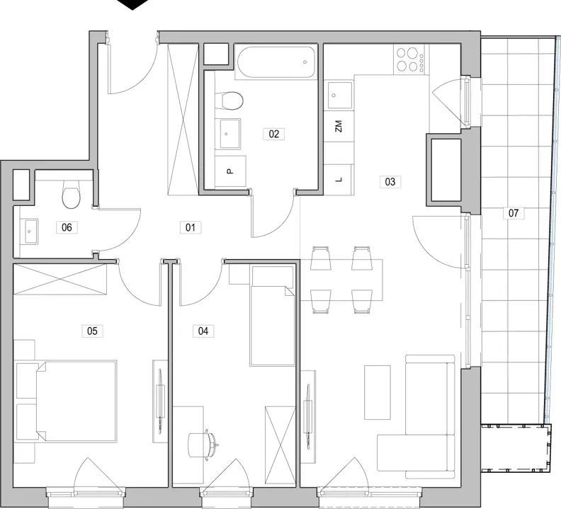 3 pokoje, mieszkanie 66,77 m², piętro 5, oferta nr C.5.78, ATAL Unii Lubelskiej, Poznań, Rataje, Starołęka, ul. Heleny Tadeuszak