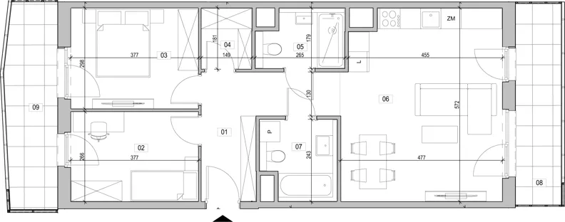 3 pokoje, mieszkanie 68,28 m², piętro 6, oferta nr B.6.28, ATAL Unii Lubelskiej, Poznań, Rataje, Starołęka, ul. Heleny Tadeuszak
