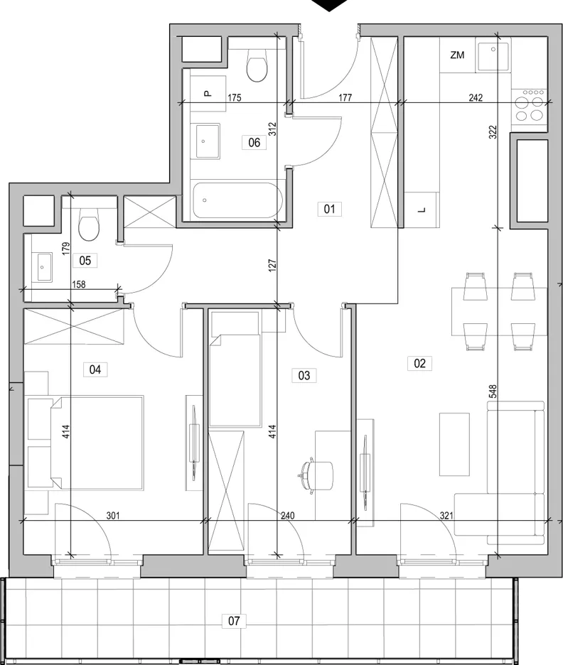 3 pokoje, mieszkanie 64,68 m², piętro 6, oferta nr C.6.83, ATAL Unii Lubelskiej, Poznań, Rataje, Starołęka, ul. Heleny Tadeuszak