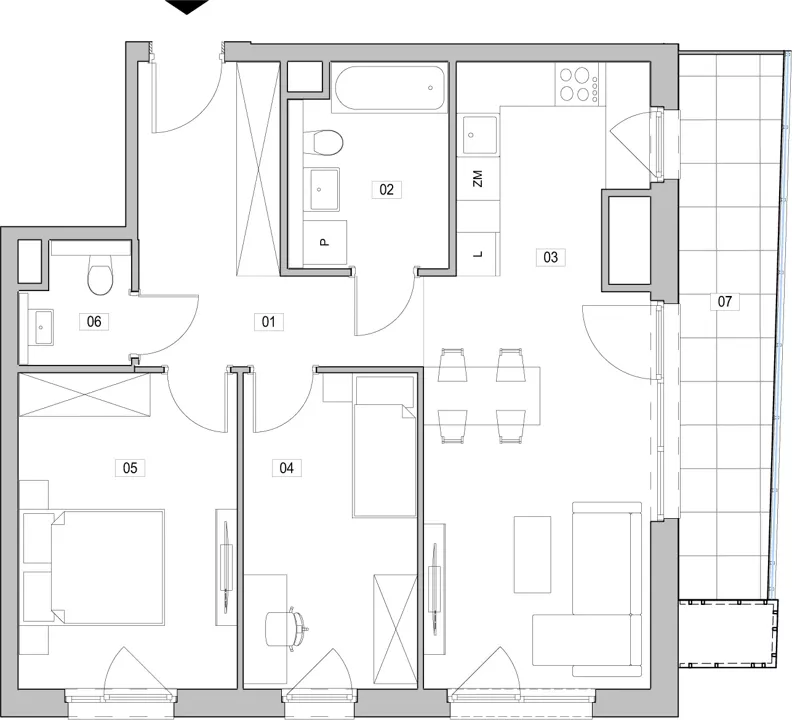 3 pokoje, mieszkanie 66,78 m², piętro 7, oferta nr C.7.86, ATAL Unii Lubelskiej, Poznań, Rataje, Starołęka, ul. Heleny Tadeuszak