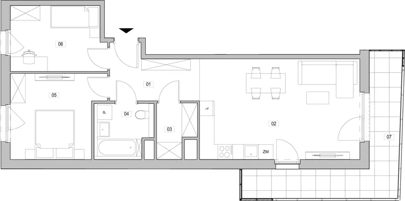 3 pokoje, mieszkanie 64,26 m², piętro 7, oferta nr D.7.166, ATAL Unii Lubelskiej, Poznań, Rataje, Starołęka, ul. Heleny Tadeuszak