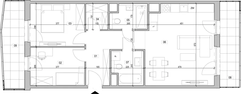 3 pokoje, mieszkanie 68,48 m², piętro 8, oferta nr B.8.34, ATAL Unii Lubelskiej, Poznań, Rataje, Starołęka, ul. Heleny Tadeuszak