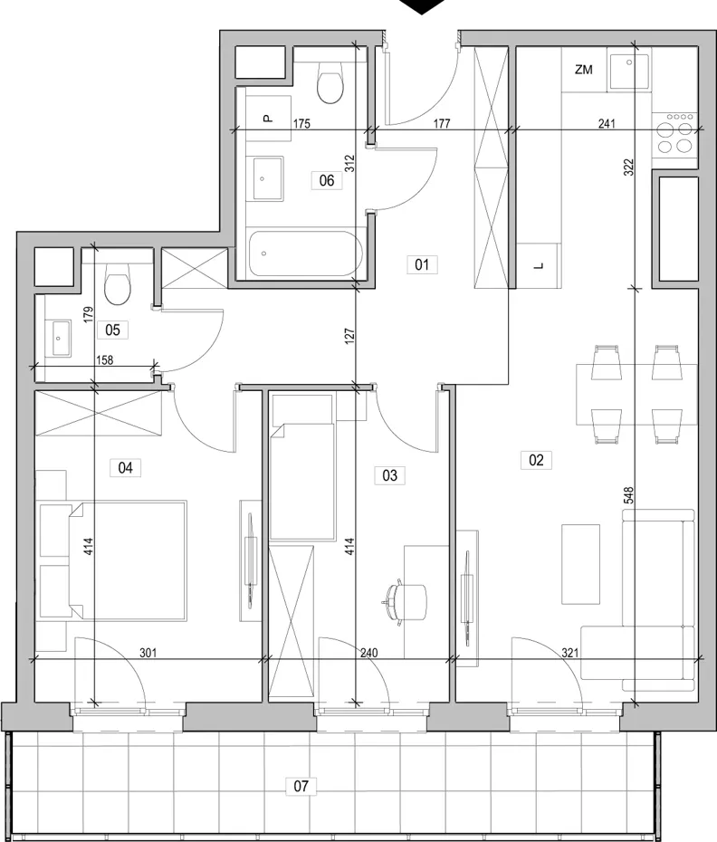 3 pokoje, mieszkanie 64,83 m², piętro 8, oferta nr C.8.91, ATAL Unii Lubelskiej, Poznań, Rataje, Starołęka, ul. Heleny Tadeuszak