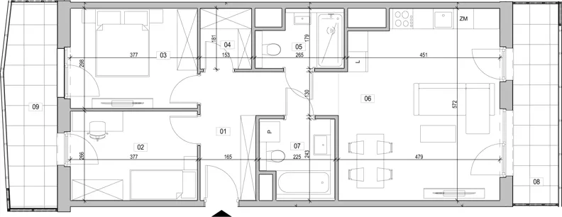 3 pokoje, mieszkanie 68,03 m², piętro 9, oferta nr B.9.37, ATAL Unii Lubelskiej, Poznań, Rataje, Starołęka, ul. Heleny Tadeuszak