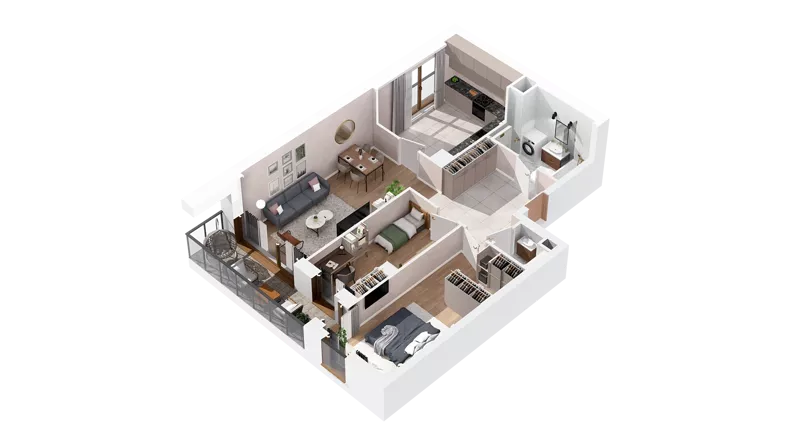 3 pokoje, mieszkanie 76,66 m², piętro 1, oferta nr 2.01.B08, Ogrody Andersa IV, Gliwice, Wojska Polskiego, ul. J. Sowińskiego
