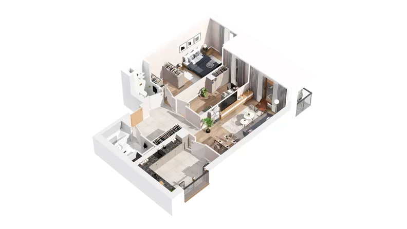 3 pokoje, mieszkanie 76,66 m², piętro 1, oferta nr 2.01.B08, Ogrody Andersa IV, Gliwice, Wojska Polskiego, ul. J. Sowińskiego