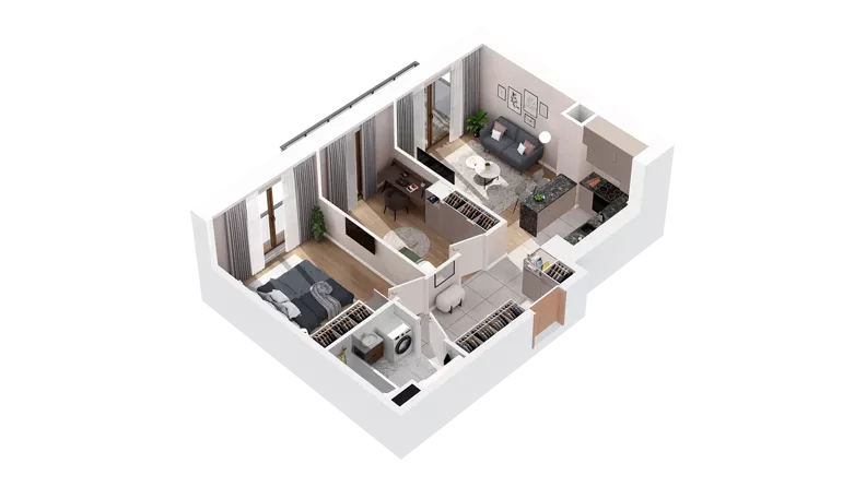 3 pokoje, mieszkanie 53,45 m², piętro 1, oferta nr 2.01.C03, Ogrody Andersa IV, Gliwice, Wojska Polskiego, ul. J. Sowińskiego