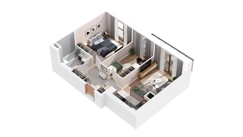 3 pokoje, mieszkanie 53,45 m², piętro 1, oferta nr 2.01.C03, Ogrody Andersa IV, Gliwice, Wojska Polskiego, ul. J. Sowińskiego