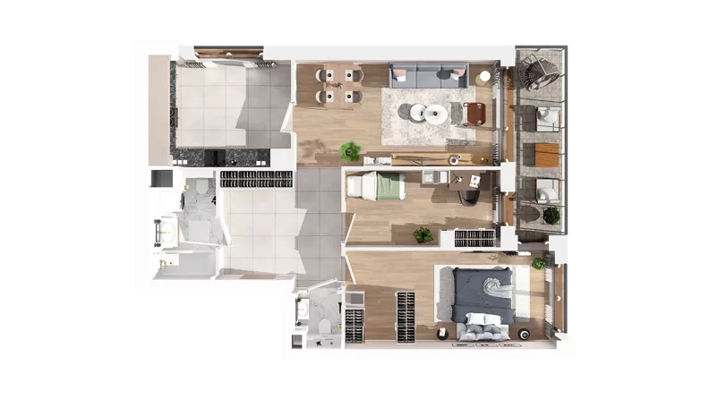 3 pokoje, mieszkanie 76,67 m², piętro 1, oferta nr 2.01.D08, Ogrody Andersa IV, Gliwice, Wojska Polskiego, ul. J. Sowińskiego