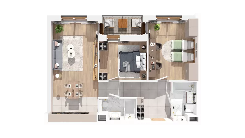 3 pokoje, mieszkanie 75,69 m², piętro 1, oferta nr 2.01.E12, Ogrody Andersa IV, Gliwice, Wojska Polskiego, ul. J. Sowińskiego