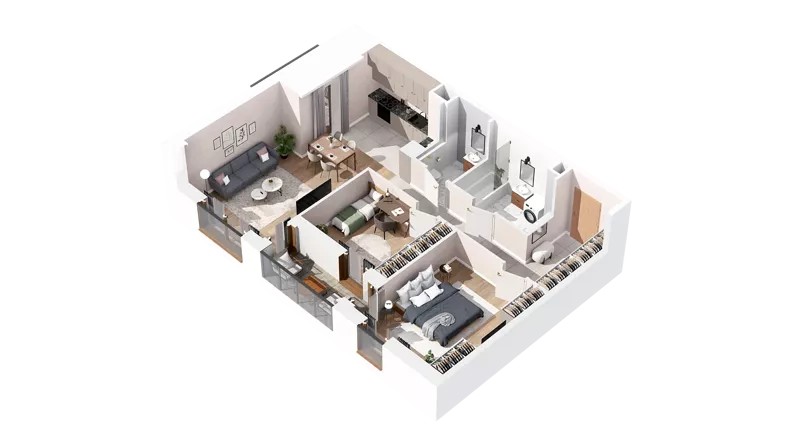 3 pokoje, mieszkanie 72,13 m², piętro 1, oferta nr 2.01.E15, Ogrody Andersa IV, Gliwice, Wojska Polskiego, ul. J. Sowińskiego