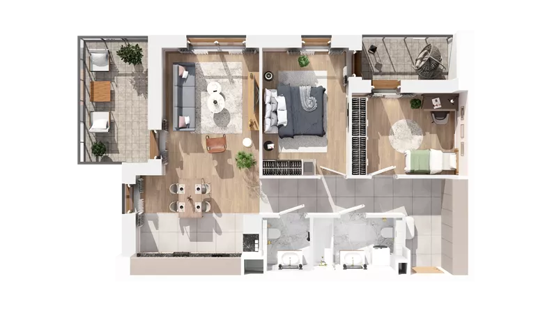 3 pokoje, mieszkanie 71,69 m², piętro 2, oferta nr 2.02.A13, Ogrody Andersa IV, Gliwice, Wojska Polskiego, ul. J. Sowińskiego