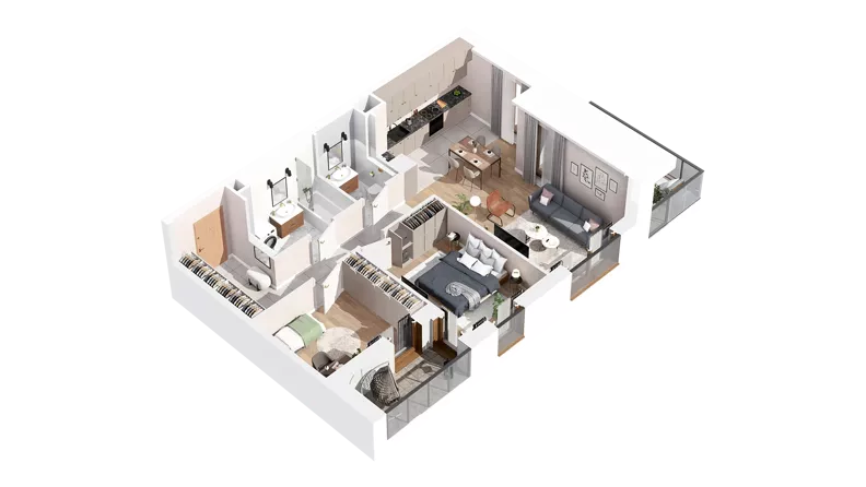 3 pokoje, mieszkanie 71,69 m², piętro 2, oferta nr 2.02.A13, Ogrody Andersa IV, Gliwice, Wojska Polskiego, ul. J. Sowińskiego