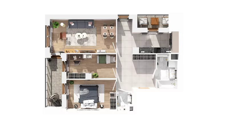 3 pokoje, mieszkanie 72,61 m², piętro 2, oferta nr 2.02.B16, Ogrody Andersa IV, Gliwice, Wojska Polskiego, ul. J. Sowińskiego