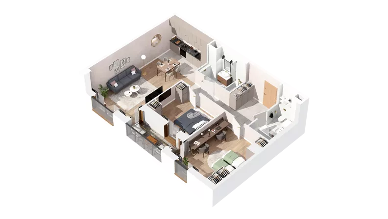 3 pokoje, mieszkanie 75,90 m², piętro 2, oferta nr 2.02.D16, Ogrody Andersa IV, Gliwice, Wojska Polskiego, ul. J. Sowińskiego