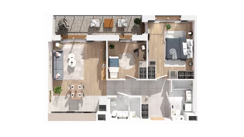 3 pokoje, mieszkanie 70,32 m², piętro 2, oferta nr 2.02.E20, Ogrody Andersa IV, Gliwice, Wojska Polskiego, ul. J. Sowińskiego