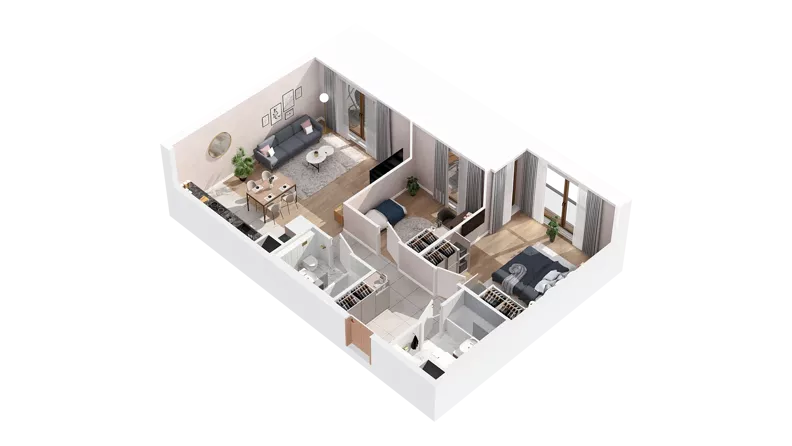 3 pokoje, mieszkanie 70,32 m², piętro 2, oferta nr 2.02.E20, Ogrody Andersa IV, Gliwice, Wojska Polskiego, ul. J. Sowińskiego