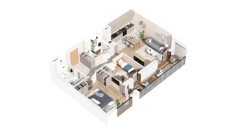 3 pokoje, mieszkanie 70,32 m², piętro 2, oferta nr 2.02.E20, Ogrody Andersa IV, Gliwice, Wojska Polskiego, ul. J. Sowińskiego