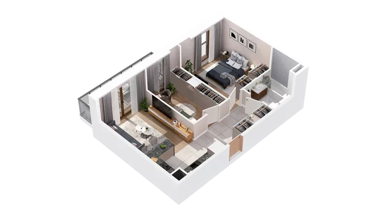 3 pokoje, mieszkanie 51,35 m², piętro 2, oferta nr 2.02.E25, Ogrody Andersa IV, Gliwice, Wojska Polskiego, ul. J. Sowińskiego