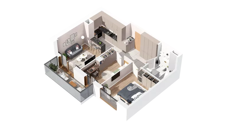 3 pokoje, mieszkanie 53,45 m², piętro 3, oferta nr 2.03.C09, Ogrody Andersa IV, Gliwice, Wojska Polskiego, ul. J. Sowińskiego
