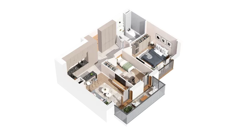 3 pokoje, mieszkanie 53,45 m², piętro 3, oferta nr 2.03.C09, Ogrody Andersa IV, Gliwice, Wojska Polskiego, ul. J. Sowińskiego